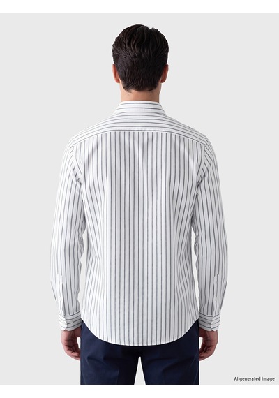 Lcw Busıness Lacivert Slim Fit Çizgili Erkek Gömlek