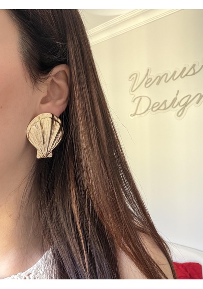 Çelik Shell Küpe Gold