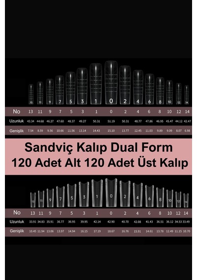 Dual Form Sandviç Kalıp Tırnak Kare Protez Tırnak Kalıp Üst From Kare-138