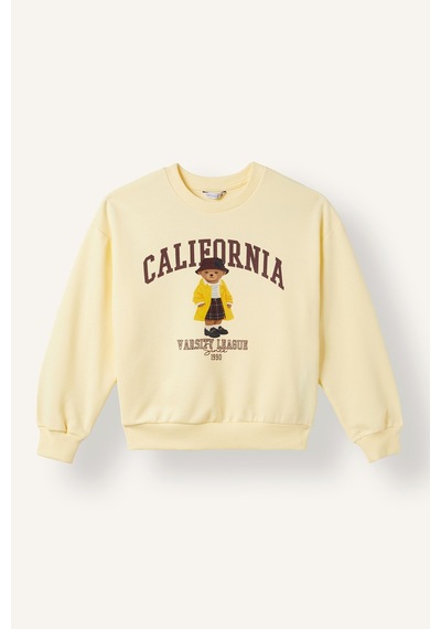 Defacto Relax Fıt Bisiklet Yaka Hayvan Baskılı Sweatshirt Kız Çocuk I4154a826auyl498 Sarı-yl498