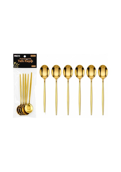 İbico İ22-439 Tatlı Kaşık Seti 13cm 6 Adet Gold - 10'li Paket Diğer