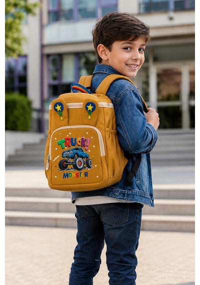 Ls-5170 Erkek Çocuk Ana Okul Çantası Okul Çantası Camel Mavi