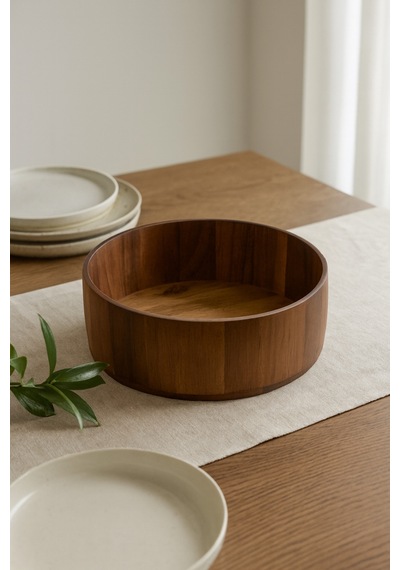 Oval Ahşap Kase 24.5 X 8 Cm Kahvaltı, Kurabiye Ve Atıştırmalık Kasesi Kahverengi