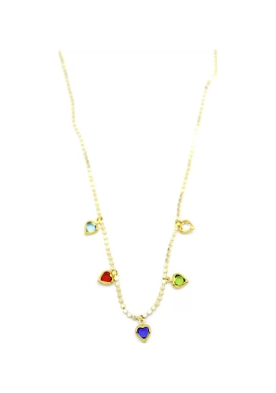 Ezme Zincir Charm Kolye - Altın Çok Renkli 79582032
