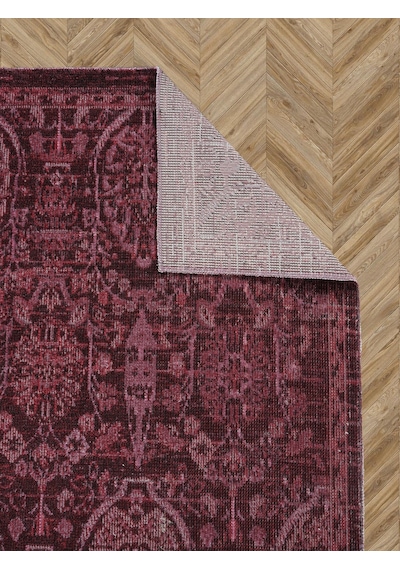 Antik 1116 Klasik Vintage Salon Halısı Bordo Retro Mutfak Halısı Tozumaz İnce Makine Halısı Bordo