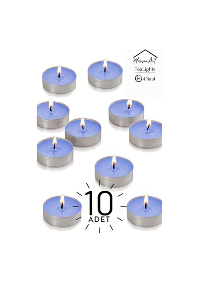 10 Adet Okyanus Kokulu Tealight Mum 4 Saat Yanar Dekoratif Mumluk Mumu