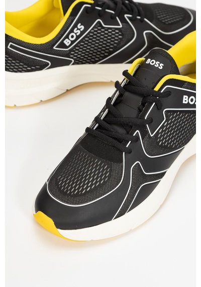 BOSS Erkek Bağcıklı Marka Logolu Spor Stil Siyah Sneaker 50498933-007 Siyah Siyah