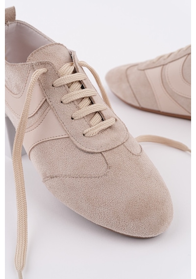Muggo Vibe Bağcıklı Günlük Kadın Sneaker Spor Ayakkabı Bej