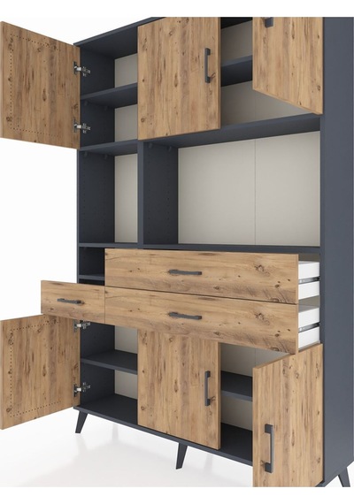Arges Dolap 9 Raflı 3 Çekmeceli 6 Kapaklı 132x30x195 Antrasit-çam/çam Atlas Çam/atlas Çam Arges Dolap 9 Raflı 3 Çekmeceli 6 Kapaklı 132x30x195 Antrasit-çam/çam Atlas Çam/atlas Çam