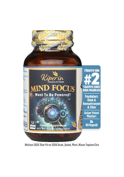 Kiperin Mind Focus Aslan Yelesi , Sitikolin, Rhodiola, L-theanin .. 1440mg Akıllı Gıda Takviyesi