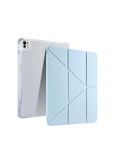 Apple Uyumlu iPad, Pro 13 2024 Kalem Bölmeli Akıllı Uyku Modlu Trifolding A2925 / A2926 Tablet Kılıfı Kapaklı Kılıf