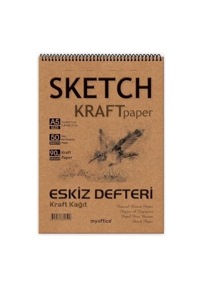 Etika Kraft Kağıt A5 Eskiz Defteri 90 Gr. Spiralli 50 Yaprak Sketchbook