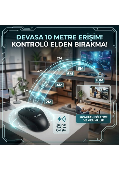 Siyah Kablosuz Ofis Mouse 2.4g Optik Lens Güç Tasarruf Modlu Tak Çalıştır 10 Metre Menzil Diğer