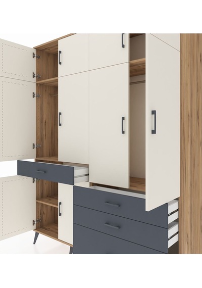 Hyperion Gardrop 5 Raflı 4 Çekmeceli 2 Askılı 176x44x221 Çam-aytaşı/antrasit Aytaşı/antrasit Hyperion Gardrop 5 Raflı 4 Çekmeceli 2 Askılı 176x44x221 Çam-aytaşı/antrasit Aytaşı/antrasit