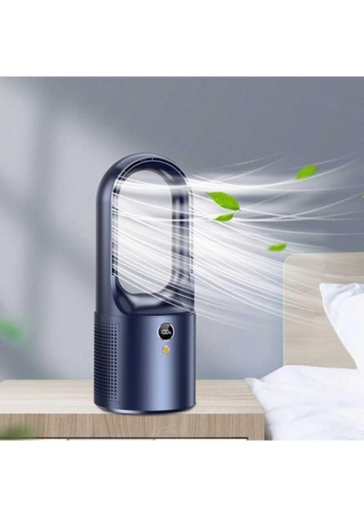 Tr Mini Klima Led Ekran Masaüstü Soğutucu Soğutma Fanı Ev Ve Ofis Için Taşınabilir Sessiz Şarjlı Fan Lacivert