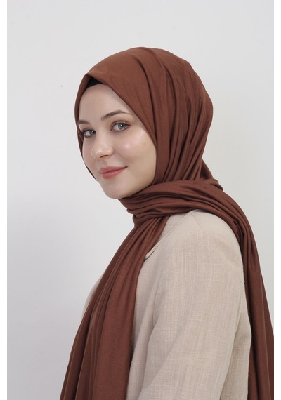 Manolyaşal İslamic Hijab Tesettür Penye Şal - 70 X 180 / Çikolata Çikolata