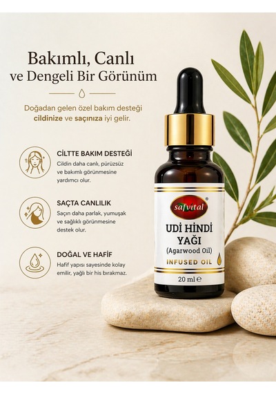 Udi Hindi Yağı 20 Ml Maserasyon Bitkisel Bakım Yağı Cilt Ve Saç İçin Doğal Özel Formül
