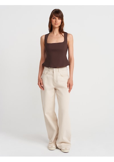 Dilvin 50860 Peplum Korse Top-kahve Kahve