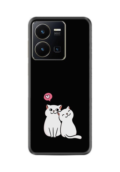 Vivo Y36 Kılıf Silikon Desen Özel Seri Love Cats 1690