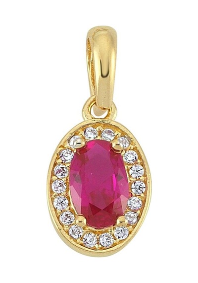 Goldkupe 14 Ayar Altın Yakut Taşlı Kolye Ucu 0,77 Gr-3417