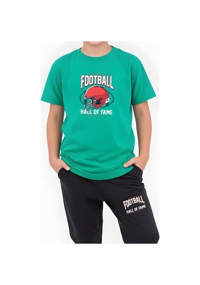 A. Football Baskılı Erkek Çocuk Çift Cepli Alt-üst Takım Sarı