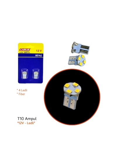 Carub 12V T10 Ampul 4 Led Smd Fiber Beyaz Br0400205