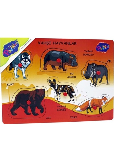 Playwood Ahşap Tutmalı Bultak Puzzle Vahşi Hayvanlar