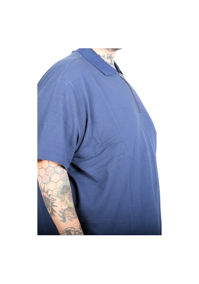 Mode Xl Büyük Beden Erkek Fermuarlı Polo Yaka T-shirt 25319 Indıgo İndigo