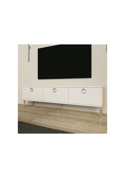 Maxi 150 Cm Tv Ünitesi Tv Sehpası Beyaz - Gümüş Beyaz-gümüş