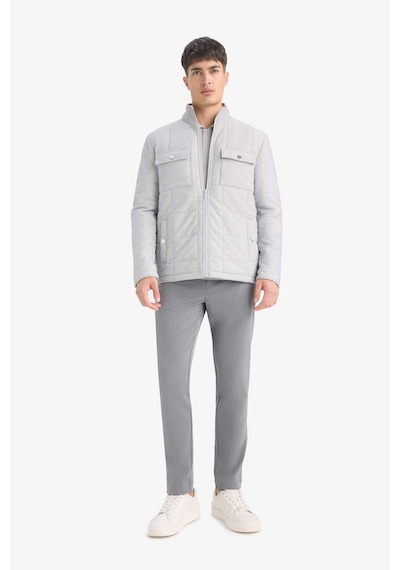 Defacto Slim Fit Dar Kesim Dik Yaka Astarlı Fermuarlı Cepli Kışlık Şişme Penye Mont E7888ax25augr221 Gri