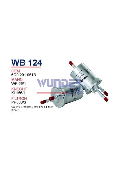 WUNDER WB124 BENZİN FİLTRESİ - VOLKSWAGEN POLO IV 1.2 - 1.4 16v 3
