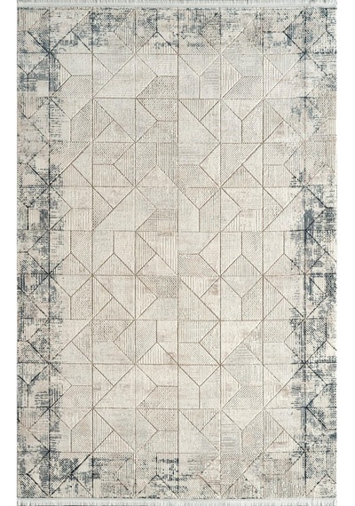 Royal Halı Kim Royal Kc08a Krem Mavi Akrilik Yumuşak Dokulu Modern Eskitme Halı Bordo
