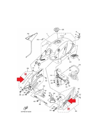 Yamaha YBR125 Esd. Depo Sticker Set Kırmızı-Siyah 51DF425550