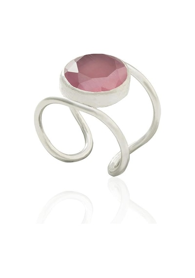 Kadir Jewellery 925 Ayar Gümüş Kaplama Zirkon Taşlı Kadın Minimal Yüzük Pembe