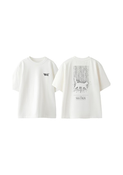 Thewert The Matrıx Cat Tasarım Sırt Baskılı Pamuk Beyaz Oversize T-shirt