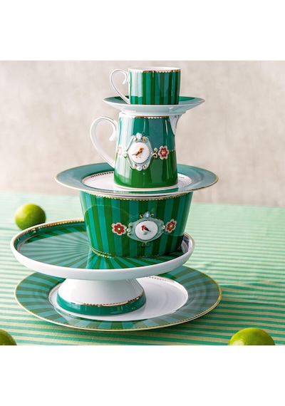 Yeşil Porselen Kek Standı 24 Cm