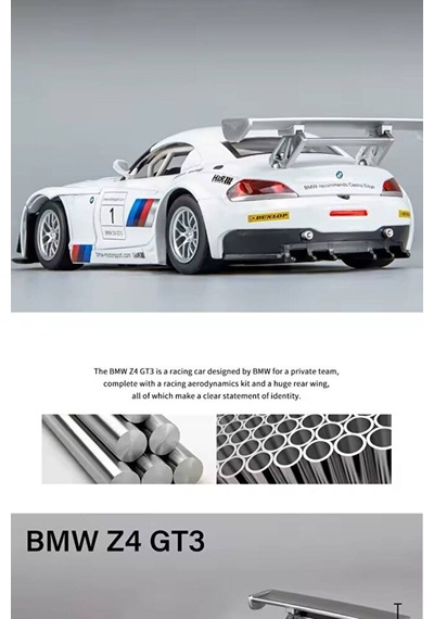 1:24 Ölçek Bmw Z4 Gt3 Diecast Model Araba Açılan Kapılar Bmw Z4 Beyaz