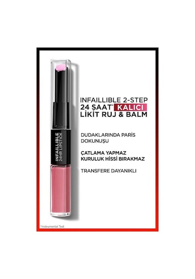 L'Oreal Paris Infaillible 2 Step 24 Saat Kalıcı Likit Ruj & Balm 213 Toujours Teaberry