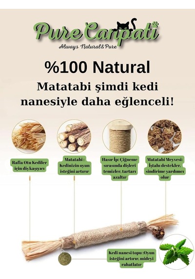 Purecanpati Kedi Naneli Matatabi Çubuğu Kediler Için Doğal Oyun Ve Mutluluk 3 Adet