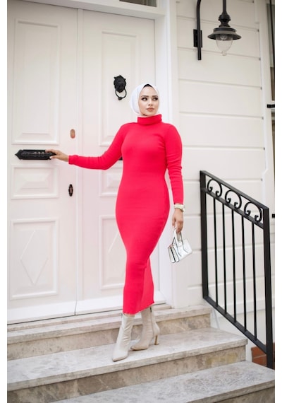 Hira Life Fashion Kadın Elbise Tesettür Giyim Balıkçı Yaka Ve Dar Kesim Triko Kalem Elbise Fuşya Fuşya Hira Life Fashion Kadın Elbise Tesettür Giyim Balıkçı Yaka Ve Dar Kesim Triko Kalem Elbise Fuşya Fuşya