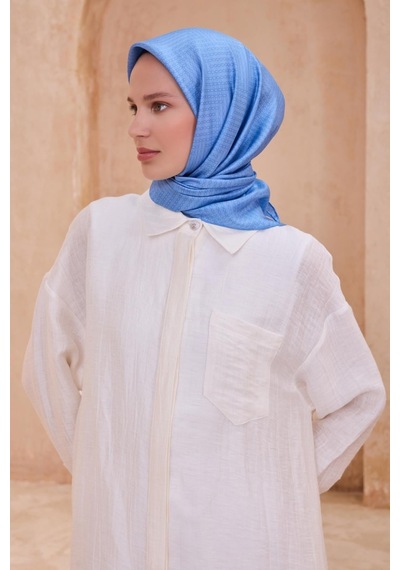 Belli İpek Eşarp - 4104-54 Mavi Twill