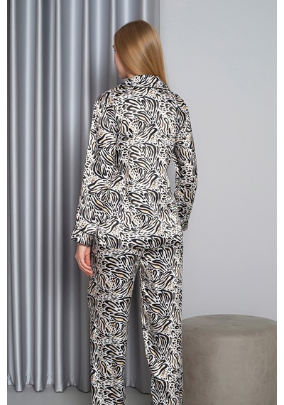 Nbb Kadın Zebra Saten Pijama Takım