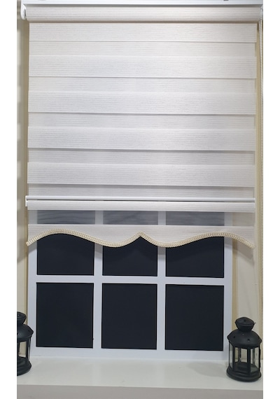 Zebra Stor Perde Bej Efekli Etek Dilimli St 002