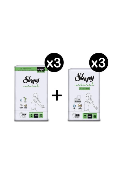 Sleepy Natural Hijyenik Ped Uzun 60 Adet Günlük Ped Uzun 96 Adet