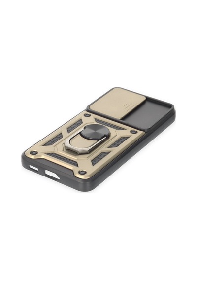 Samsung Galaxy  Uyumlu - S23 Fe Kılıf Pars Lens Yüzüklü Silikon - Gold