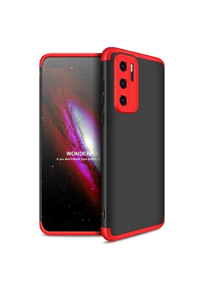 Huawei P40 Pro Kılıf Zore Ays Kapak Siyah-Kırmızı