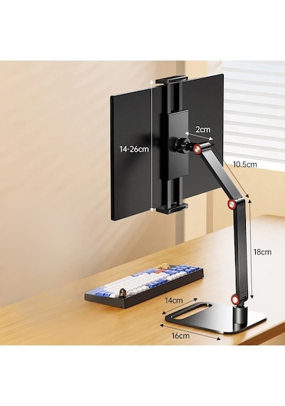 Triline Monitör Tablet İpad Telefon Tutucu 12-16 İnç Universal Metal 360 Derece Döner Stand