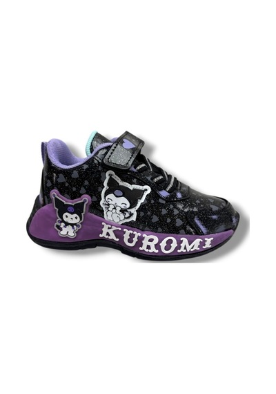 Cakgo Kuromi 725-26 Simli Parlak Deri Anatomik Kız Çocuk Sneaker Siyah Lila 26-30 Siyah