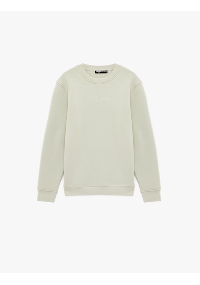 Koton Uzun Kollu Şardonlu Bisiklet Yaka Baskılı Sweatshirt Gri 6wam70309mk