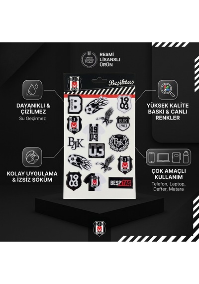 Bakgelal Beşiktaş Bjk Lisanslı Kabartmalı Sticker Seti 3d Taraftar Çıkartmaları Siyah Beyaz - 9052115025967 Siyah - Beyaz